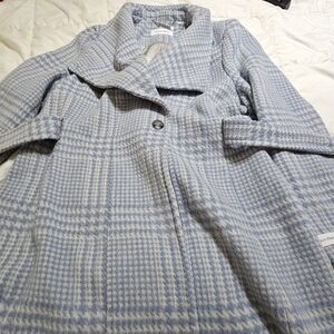 Calvin Klein Womens Blue and White Patterned Fabric
